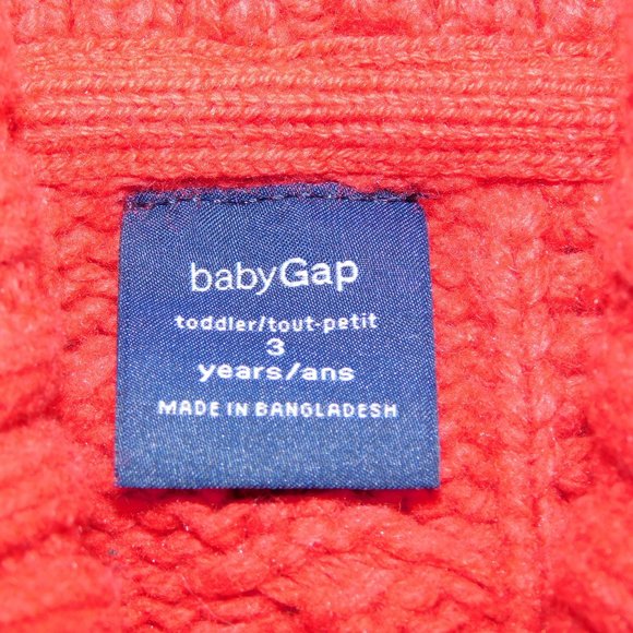 Baby Gap 3T Red 1 Button Cardigan Cable Knit Sweater - Picture 4 of 8